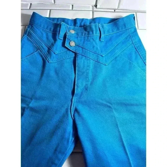 Vintage Jewells Classic Bottoms Turquoise Jeans Size 7 Style 9104 Bare Back - Picture 6 of 12